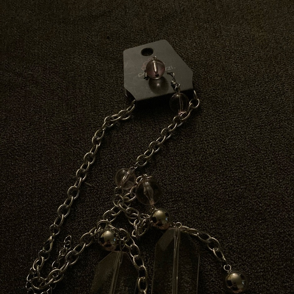 Silver Chain Necklace with Crystal Accents